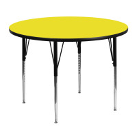 Flash Furniture 48'' Round Activity Table High Pressure Yellow Laminate w/ Adjustable Legs XU-A48-RND-YEL-H-A-GG