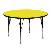 Flash Furniture 48'' Round Activity Table with 1.25'' Thick High Pressure Yellow Laminate Top and Height Adjustable Short Legs XU-A48-RND-YEL-H-P-GG