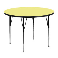 Flash Furniture 48'' Round Activity Table with Yellow Thermal Fused Laminate Top and Standard Height Adjustable Legs XU-A48-RND-YEL-T-A-GG