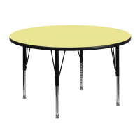 Flash Furniture 48'' Round Activity Table with Yellow Thermal Fused Laminate Top and Height Adjustable Short Legs XU-A48-RND-YEL-T-P-GG