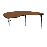 Flash Furniture 48''W x 72''L Kidney Shaped Activity Table High Pressure Oak Laminate  w/Adjustable Legs XU-A4872-KIDNY-OAK-H-