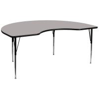 Flash Furniture 48''W x 96''L Kidney Shaped Activity Table High Pressure Grey Laminate w/ Adjustable Legs XU-A4896-KIDNY-GY-H-