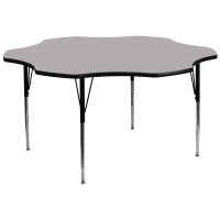 Flash Furniture 60'' Flower Shaped Activity Table with Grey Thermal Fused Laminate Top and Standard Height Adjustable Legs XU-A60-FLR-GY-T-A-GG