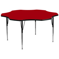 Flash Furniture 60'' Flower Shaped Activity Table with Red Thermal Fused Laminate Top and Standard Height Adjustable Legs XU-A60-FLR-RED-T-A-GG