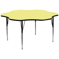 Flash Furniture 60'' Flower Shaped Activity Table with Yellow Thermal Fused Laminate Top and Standard Height Adjustable Legs XU-A60-FLR-YEL-T-A-GG