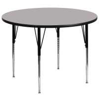 Flash Furniture 60'' Round Activity Table with Grey Thermal Fused Laminate Top and Standard Height Adjustable Legs XU-A60-RND-GY-T-A-GG