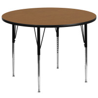 Flash Furniture 60'' Round Activity Table with Oak Thermal Fused Laminate Top and Standard Height Adjustable Legs XU-A60-RND-OAK-T-A-GG