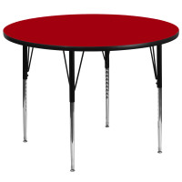 Flash Furniture 60'' Round Activity Table with Red Thermal Fused Laminate Top and Standard Height Adjustable Legs XU-A60-RND-RED-T-A-GG