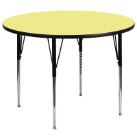 Flash Furniture 60'' Round Activity Table with Yellow Thermal Fused Laminate Top and Standard Height Adjustable Legs XU-A60-RND-YEL-T-A-GG