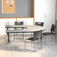 Flash Furniture 60''W x 66''L Horseshoe Activity Table Grey Thermal Laminate w/ Adjustable Legs XU-A6066-HRSE-GY-T-A-GG