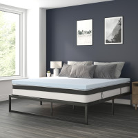 Flash Furniture XU-BD10-10PSM2M35-K-GG 14 Inch Metal Platform Bed Frame with 10 Inch Pocket Spring Mattress in a Box and 2 Inch Cool Gel Memory Foam Topper - King