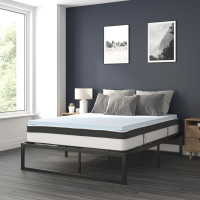 Flash Furniture XU-BD10-10PSM2M35-Q-GG 14 Inch Metal Platform Bed Frame with 10 Inch Pocket Spring Mattress in a Box and 2 Inch Cool Gel Memory Foam Topper - Queen