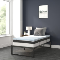 Flash Furniture XU-BD10-10PSM2M35-T-GG 14 Inch Metal Platform Bed Frame with 10 Inch Pocket Spring Mattress in a Box and 2 Inch Cool Gel Memory Foam Topper - Twin