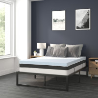 Flash Furniture XU-BD10-10PSM3M35-F-GG 14 Inch Metal Platform Bed Frame with 10 Inch Pocket Spring Mattress in a Box and 3 inch Cool Gel Memory Foam Topper - Full