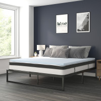 Flash Furniture XU-BD10-10PSM3M35-K-GG 14 Inch Metal Platform Bed Frame with 10 Inch Pocket Spring Mattress in a Box and 3 inch Cool Gel Memory Foam Topper - King