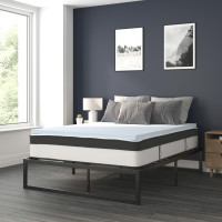 Flash Furniture XU-BD10-12PSM2M35-Q-GG 14 Inch Metal Platform Bed Frame with 12 Inch Pocket Spring Mattress in a Box and 2 Inch Cool Gel Memory Foam Topper - Queen