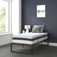 Flash Furniture XU-BD10-12PSM3M35-T-GG 14 Inch Metal Platform Bed Frame with 12 Inch Pocket Spring Mattress in a Box and 3 inch Cool Gel Memory Foam Topper - Twin