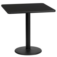 Flash Furniture XU-BLKTB-2424-TR18-GG 24" Square Black Laminate Table Top with 18" Round Table Height Base