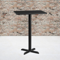 Flash Furniture XU-BLKTB-2430-T2222B-GG 30" Rectangular Laminate Table Top with Bar Height Table Base in Black