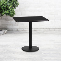 Flash Furniture XU-BLKTB-2430-TR18-GG 30" Rectangular Laminate Table Top with Round Table Height Base in Black