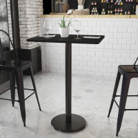 Flash Furniture XU-BLKTB-2430-TR18B-GG 30" Rectangular Laminate Table Top with Round Bar Height Table Base in Black