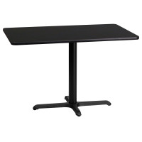 Flash Furniture XU-BLKTB-2442-T2230-GG 42" Rectangular Black Laminate Table Top with 30" Height Base