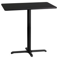 Flash Furniture XU-BLKTB-2442-T2230B-GG 42" Rectangular Black Laminate Table Top with 30" Bar Height Table Base