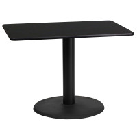 Flash Furniture XU-BLKTB-2442-TR24-GG 42" Rectangular Black Laminate Table Top with 24" Height Base