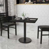 Flash Furniture XU-BLKTB-3030-TR18-GG 30" Square Black Laminate Table Top with 18" Round Table Height Base