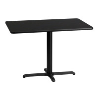Flash Furniture XU-BLKTB-3042-T2230-GG 42" Rectangular Laminate Table Top with Table Height Base in Black