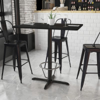 Flash Furniture XU-BLKTB-3042-T2230B-3CFR-GG 30'' x 42'' Rectangular Black Laminate Table Top with 22'' x 30'' Bar Height Table Base and Foot Ring 