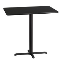 Flash Furniture XU-BLKTB-3042-T2230B-GG 42" Rectangular Laminate Table Top with Bar Height Table Base in Black