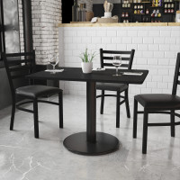 Flash Furniture XU-BLKTB-3042-TR24-GG 42" Rectangular Laminate Table Top with Round Table Height Base in Black