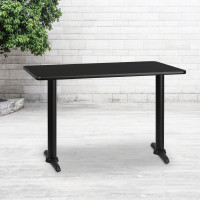 Flash Furniture XU-BLKTB-3048-T0522-GG 48" Rectangular Black Laminate Table Top with 22" Table Height Base
