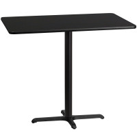 Flash Furniture XU-BLKTB-3048-T2230B-GG 48" Rectangular Black Laminate Table Top with 30" Bar Height Table Base