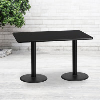 Flash Furniture XU-BLKTB-3060-TR18-GG 60" Rectangular Black Laminate Table Top with 18" Height Base