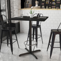 Flash Furniture XU-BLKTB-3636-T3030B-3CFR-GG 36'' Square Black Laminate Table Top with 30'' x 30'' Bar Height Table Base and Foot Ring 