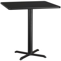 Flash Furniture XU-BLKTB-4242-T3333-GG 42" Square Black Laminate Table Top with 33" Table Height Base