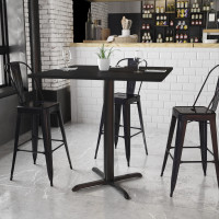 Flash Furniture XU-BLKTB-4242-T3333B-GG 42" Square Black Laminate Table Top with 33" Bar Height Table Base