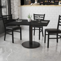 Flash Furniture XU-BLKTB-4242-TR24-GG 42" Square Black Laminate Table Top with 24" Round Table Height Base