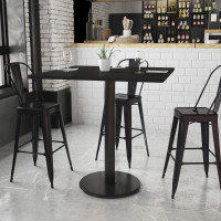 Flash Furniture XU-BLKTB-4242-TR24B-GG 42" Square Black Laminate Table Top with 24" Round Bar Height Table Base