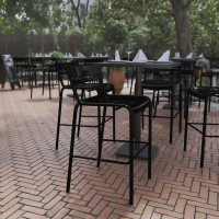 Flash Furniture XU-CH-10318-B-BK-GG Nash Commercial Grade Black Metal Indoor-Outdoor Bar Height Stool with 2 Slats