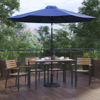 Flash Furniture XU-DG-304860064-UB19BNV-GG Lark 7 Piece Outdoor Patio Dining Table Set with 4 Synthetic Teak Stackable Chairs, 30