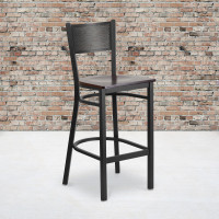 Flash Furniture XU-DG-60116-GRD-BAR-WALW-GG Metal Restaurant Bar Stool in Black Walnut