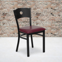 Flash Furniture Hercules Series Black Circle Back Metal Restaurant Chair with Burgundy Vinyl Seat XU-DG-60119-CIR-BURV-GG