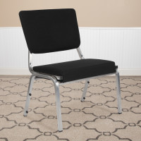 Flash Furniture XU-DG-60442-660-2-BK-GG HERCULES Series 1500 lb. Rated Black Antimicrobial Fabric Bariatric Chair with 3/4 Panel Back and Silver Vein Frame 