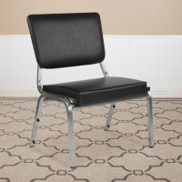 Flash Furniture XU-DG-60442-660-2-BV-GG HERCULES Series 1500 lb. Rated Black Antimicrobial Vinyl Bariatric Chair with 3/4 Panel Back and Silver Vein Frame 