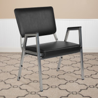 Flash Furniture XU-DG-60443-670-2-BV-GG HERCULES Series 1500 lb. Rated Black Antimicrobial Vinyl Bariatric Medical Reception Arm Chair with 3/4 Panel Back