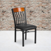 Flash Furniture XU-DG-60618-CHY-BLKV-GG Wood Restaurant Chair in Cherry