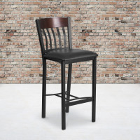 Flash Furniture XU-DG-60618B-WAL-BLKV-GG Restaurant Barstool in Walnut